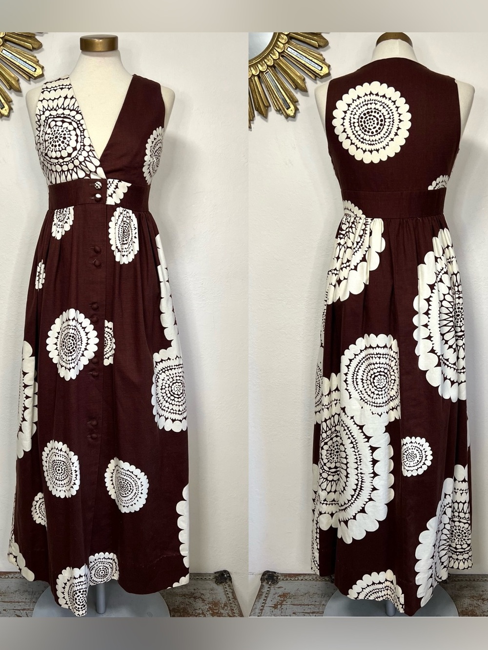Waltah Clarke’s Sleeveless Doily Print Maxi Dress